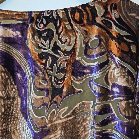 Cotton Club Velvet Burnout Top Size 12 Whimsigoth Maximalism Sheer Artsy Tassel - Picture 13 of 15